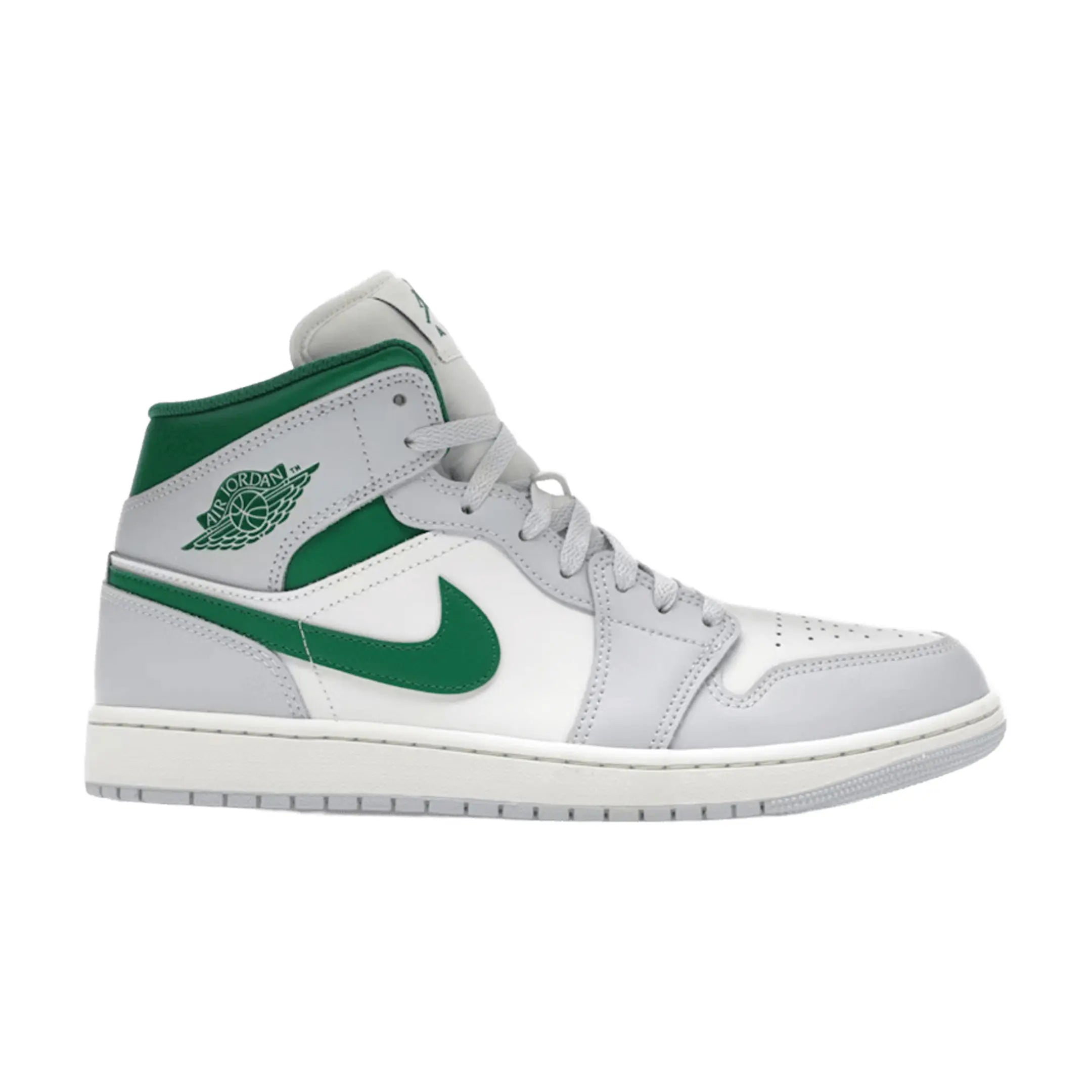国内配送 NIKE AIR JORDAN 1 MID S.WHITE/P.GREEN-P.PLATINUM Jordan 1 Mid White Pure Platinum Pine Green – kickasskickss