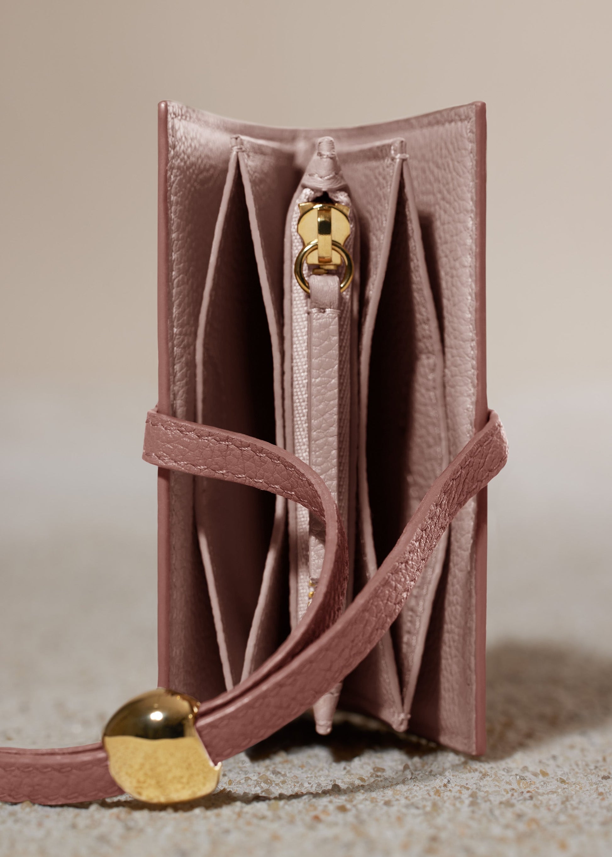 Polene Kaye Card Holder Textured Duo Blush