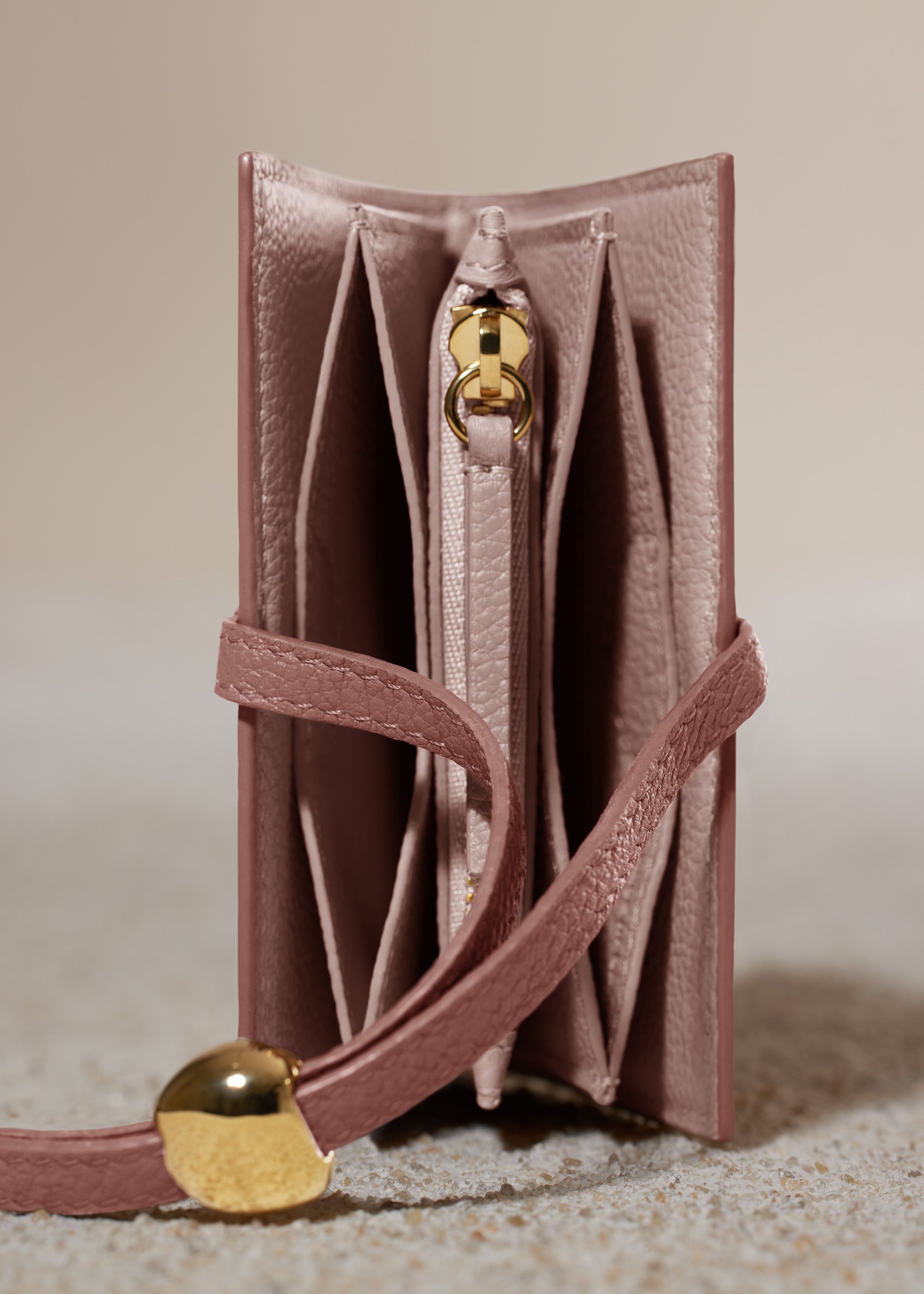 Polene Kaye Card Holder Textured Duo Blush