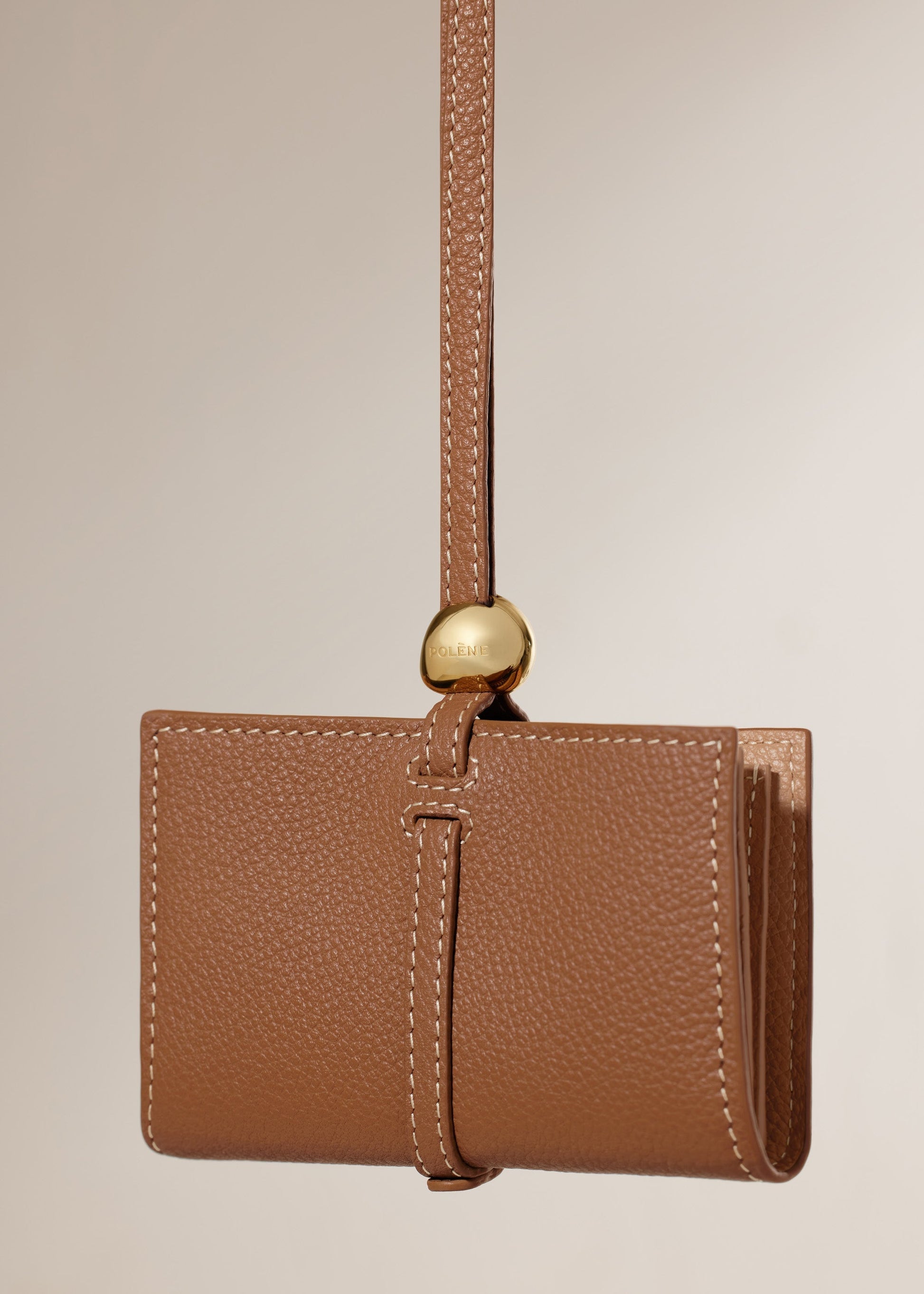 Polene Kaye Card Holder Textured Duo Camel