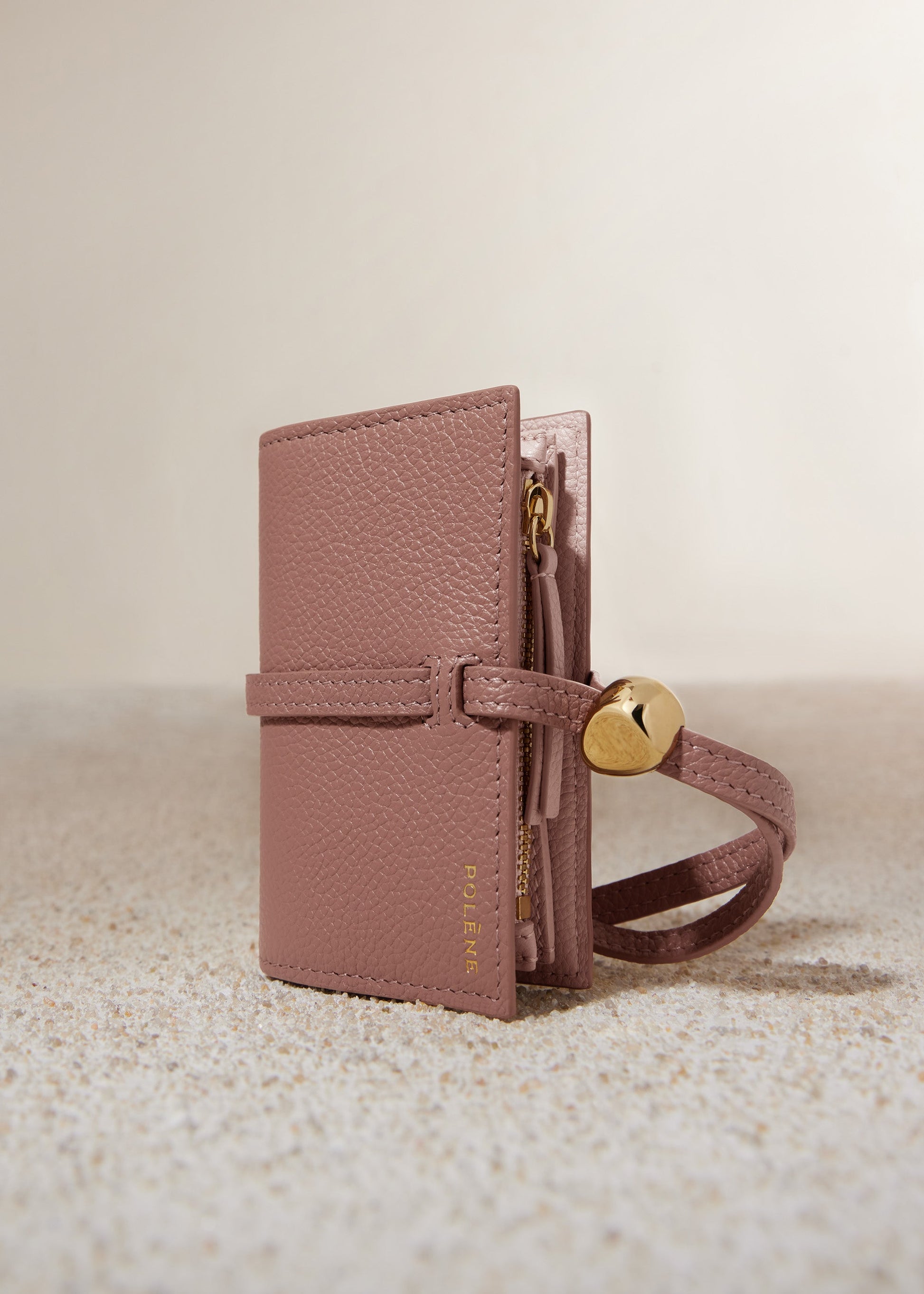 Polene Kaye Card Holder Textured Duo Blush