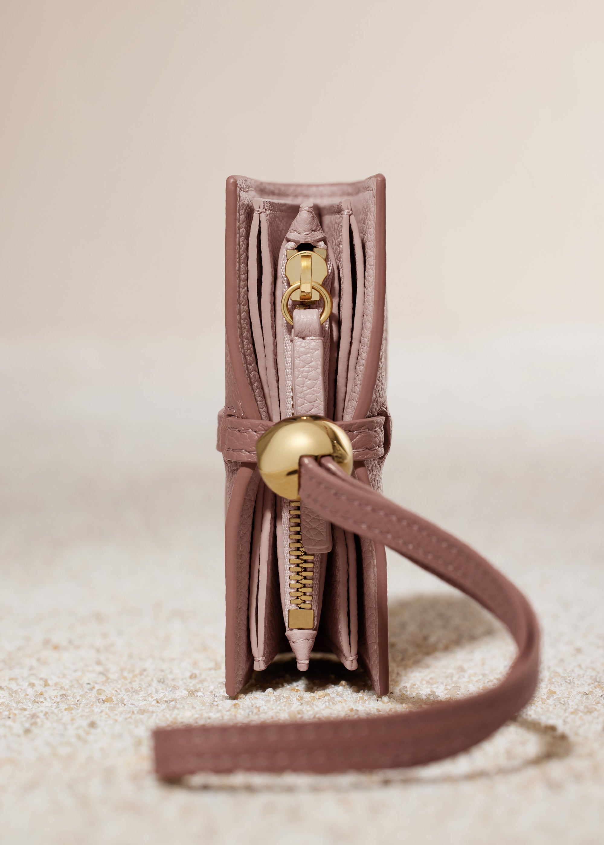 Polene Kaye Card Holder Textured Duo Blush