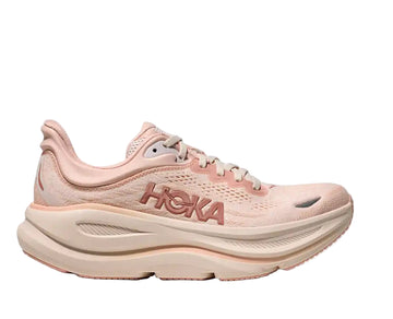 Pink running shoe with 'Hoka' branding on a white background