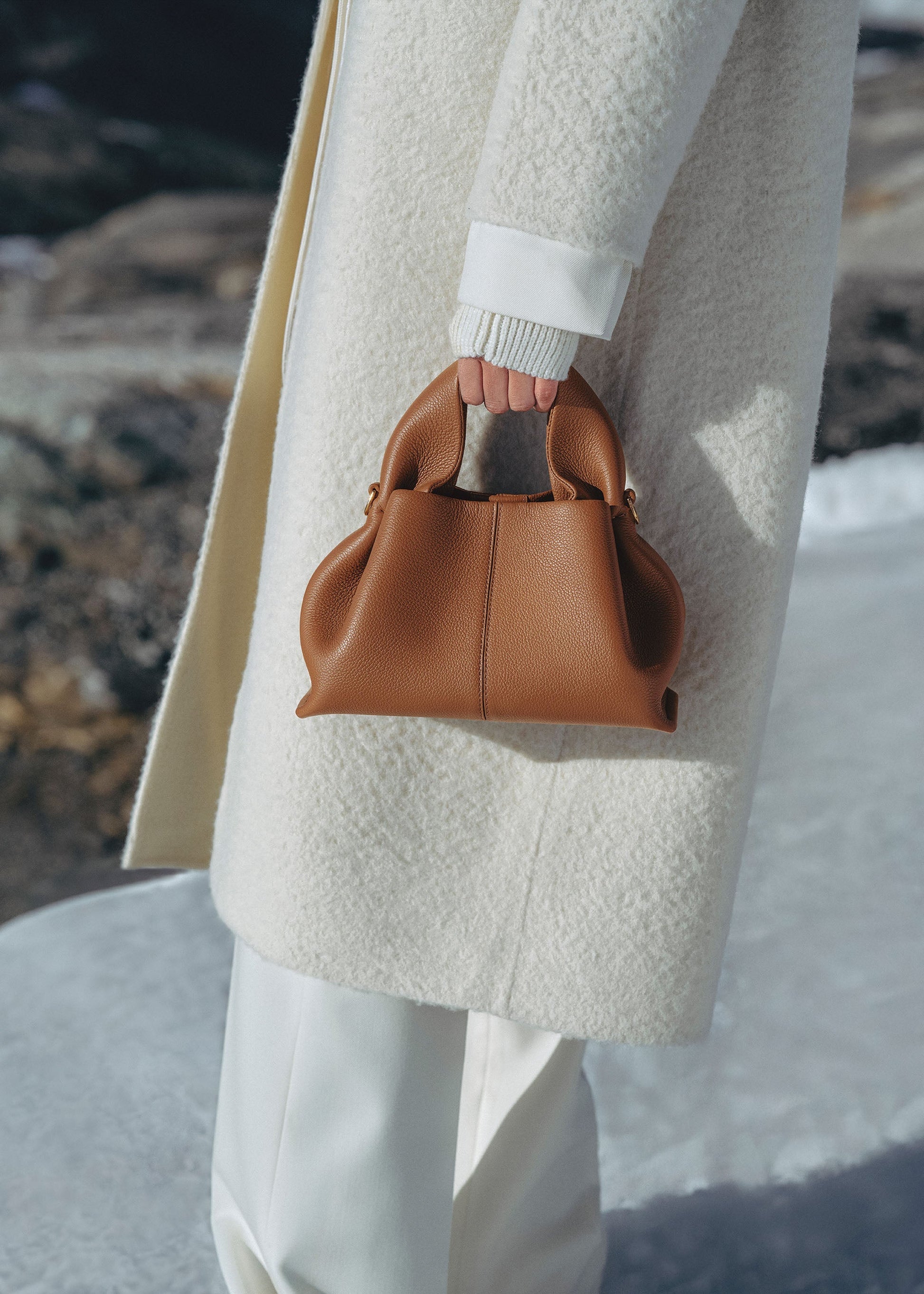 Polene Numero Neuf Mini Textured Camel