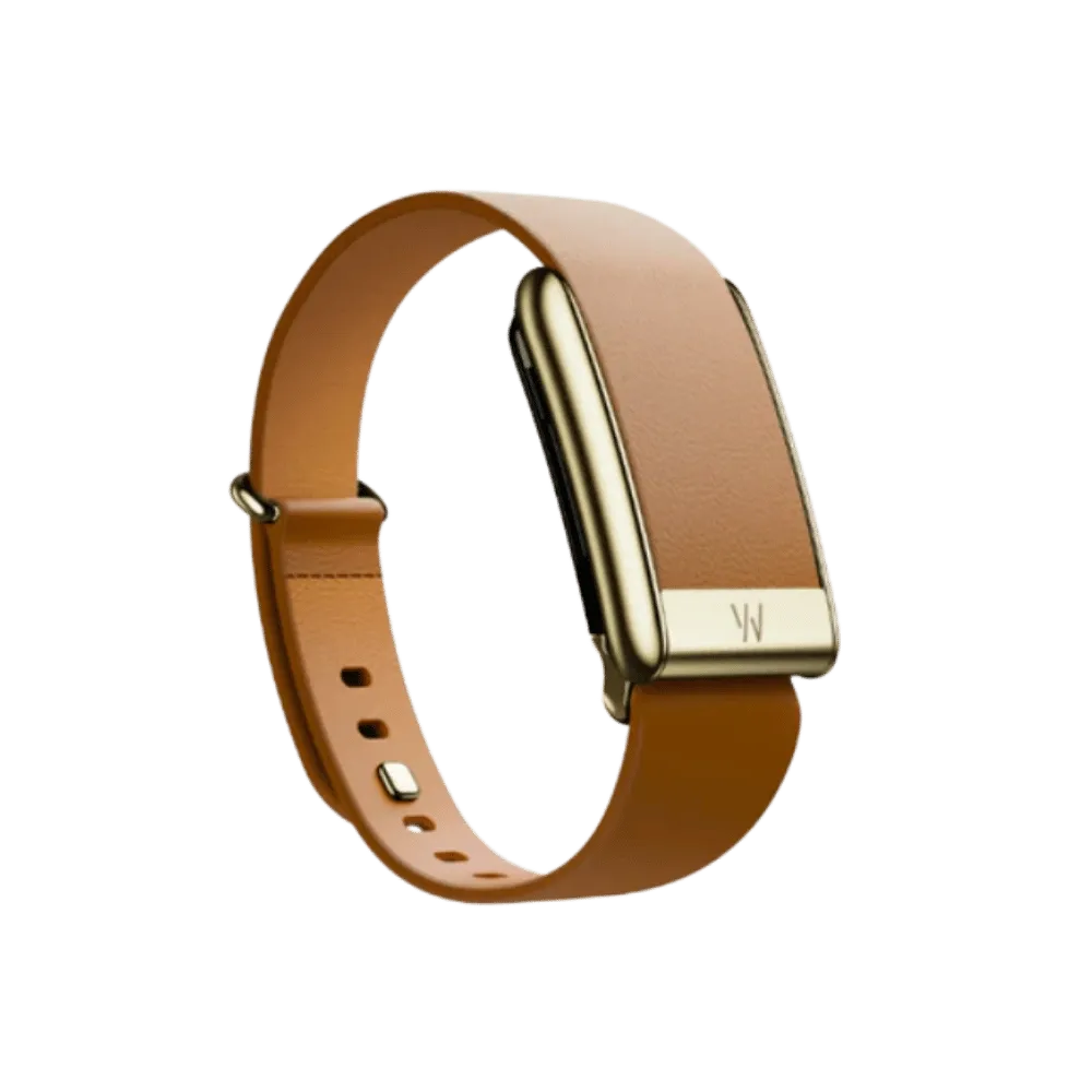 Whoop 5.0 Leatherluxe Tapered Camel with Gold Band (12 Month Peak Subscription Included) One Size