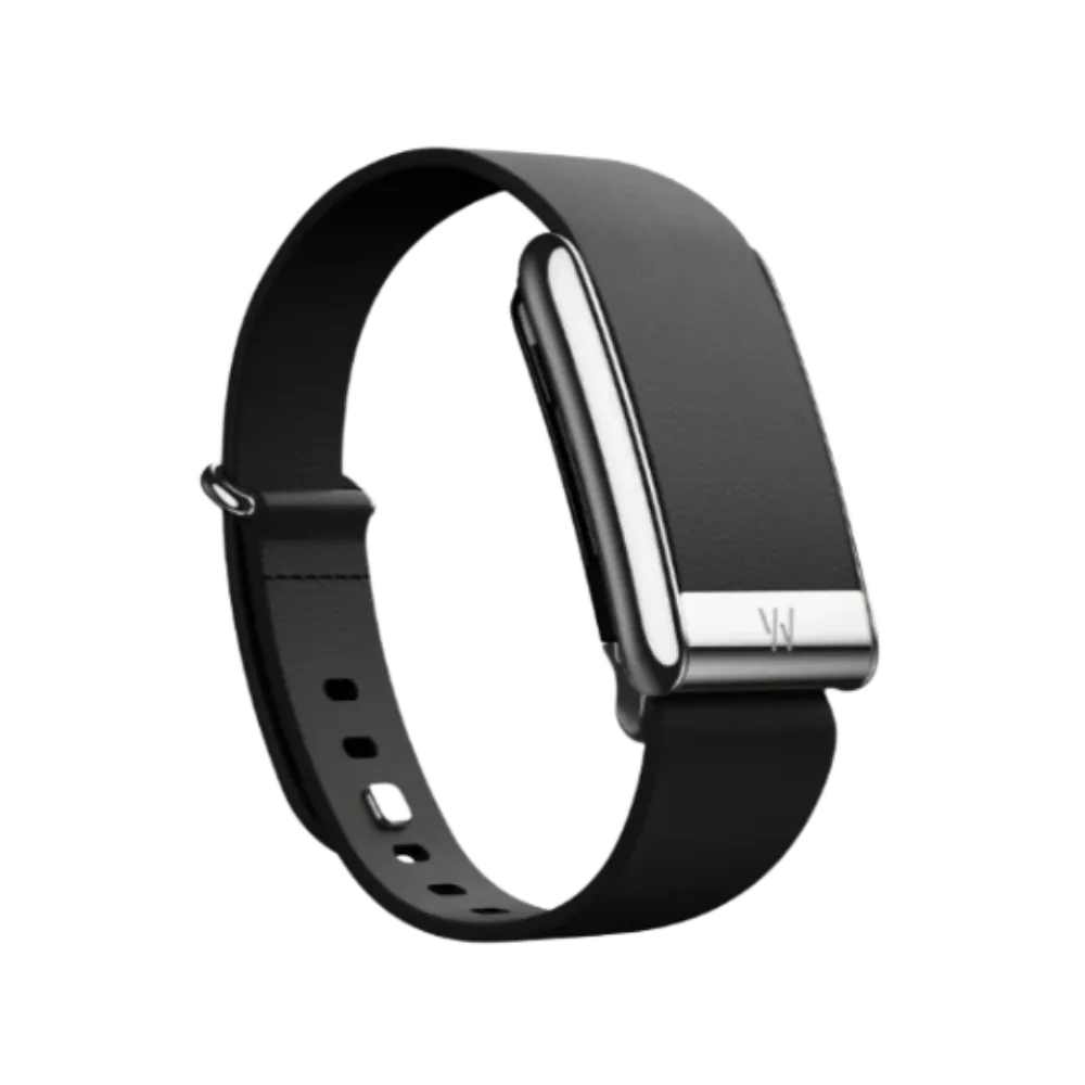Whoop 5.0 Leatherluxe Tapered Black with Titanium Band - Only Strap  Large