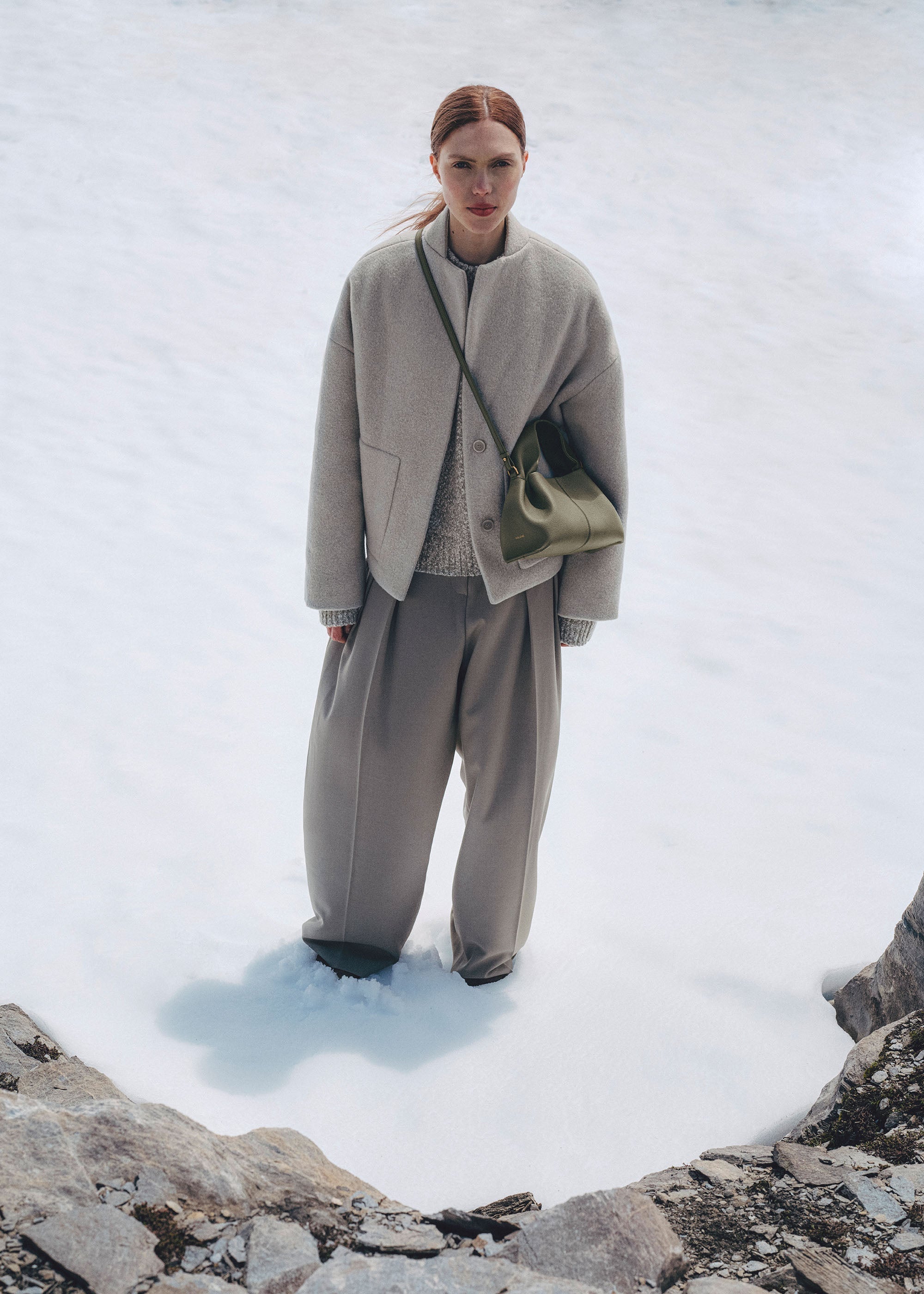 Polene Numero Neuf Mini Textured Smoky Green