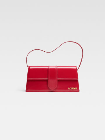 Jacquemus The Long Bambino Patent Leather Structured Shoulder Bag Red/Gold