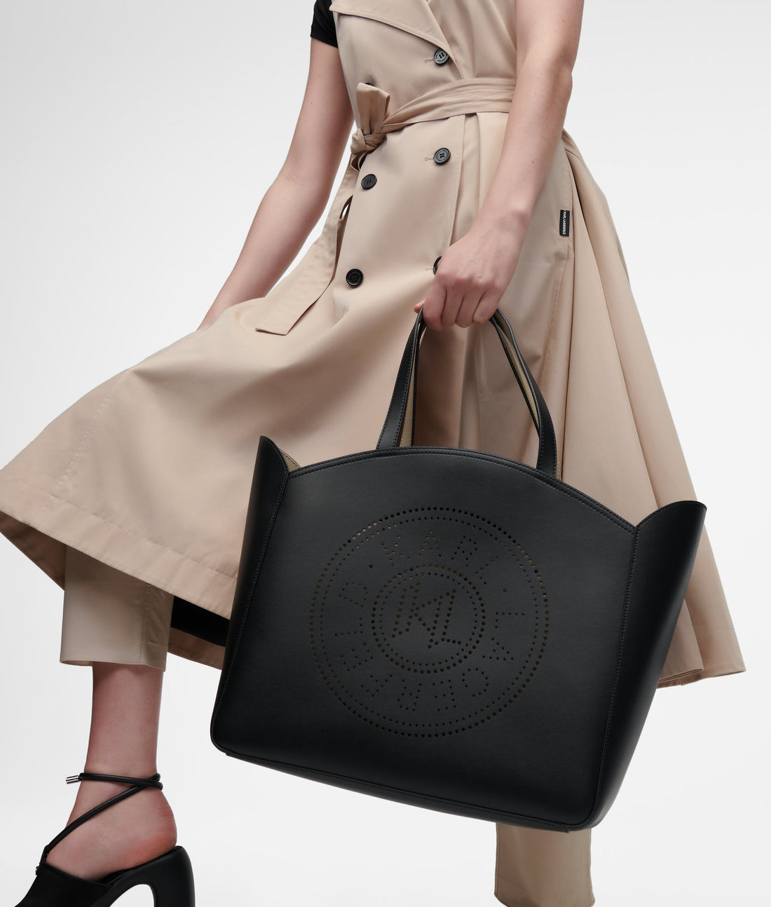 KarlLagerfeld Kcircle Large Perforated Tote Bag Black