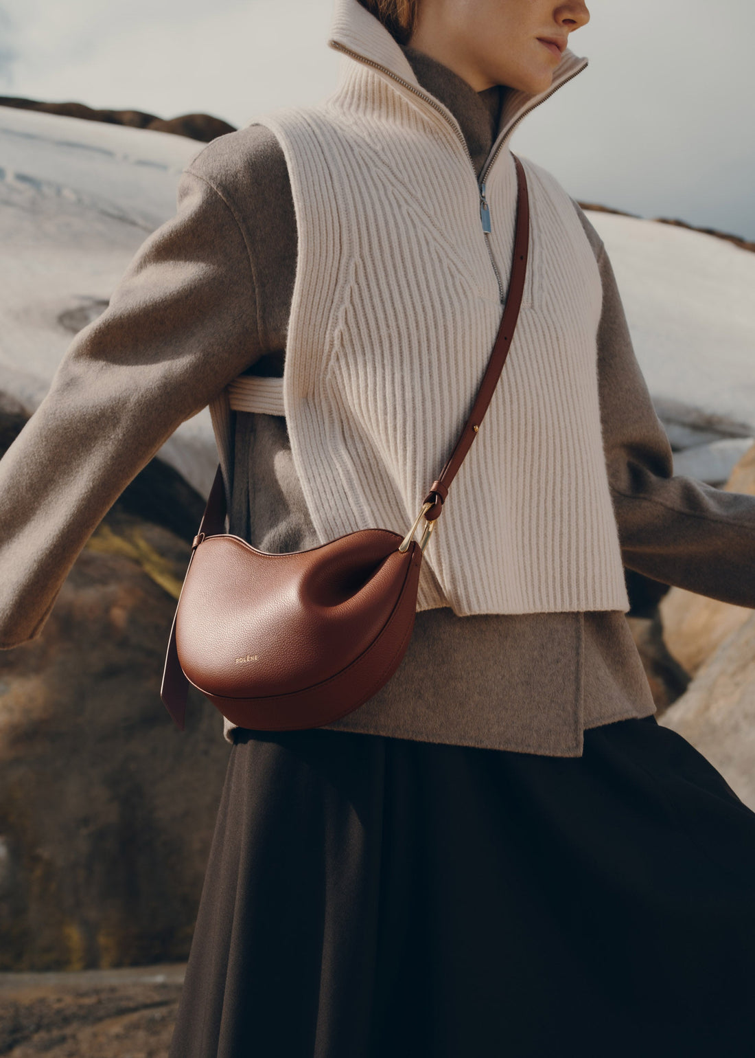 Polene Tonca Textured Cognac