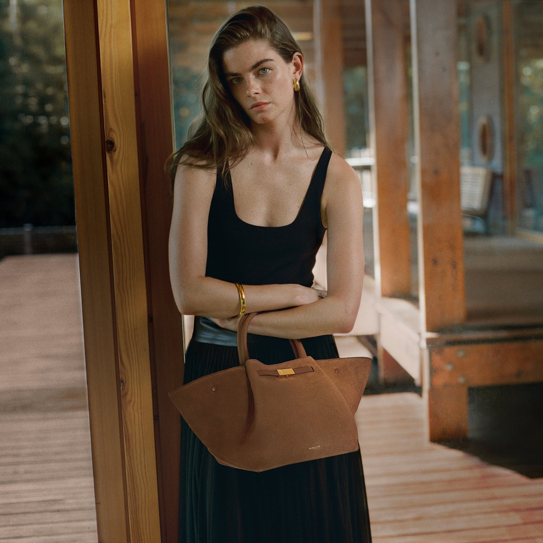 DeMellier The Midi New York deep tan suede & tan smooth