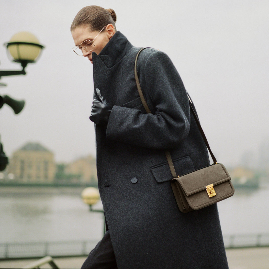 DeMellier The Paris Crossbody deep olive suede