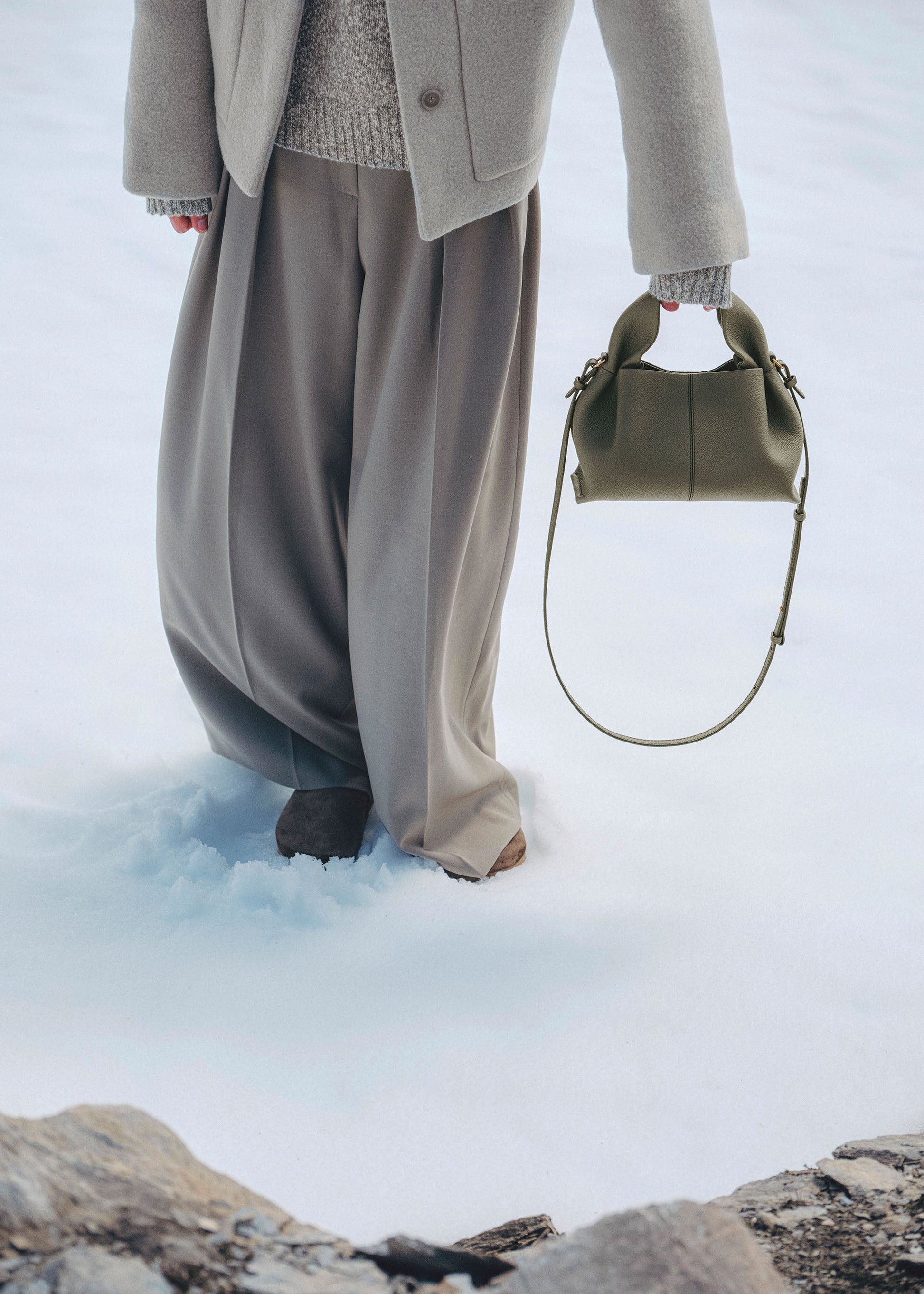 Polene Numero Neuf Mini Textured Smoky Green