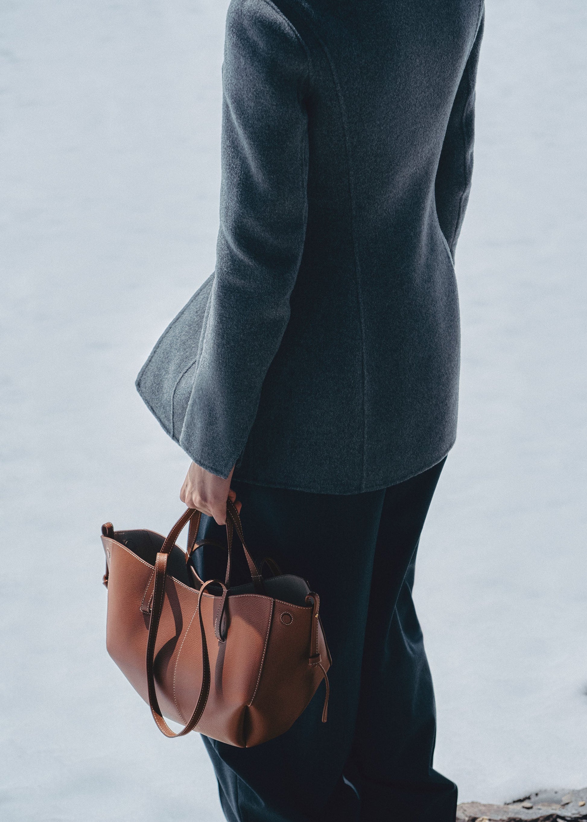 Polene Cyme Mini Textured Cognac