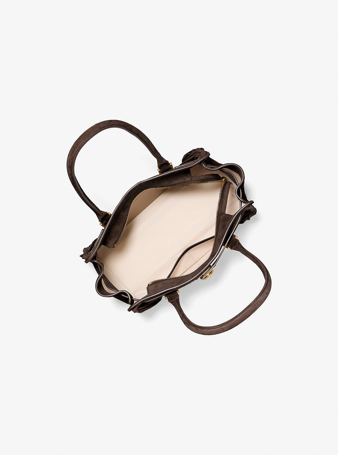 Hamilton Moderne Small Fringed Suede Satchel Chocolate Chocolate