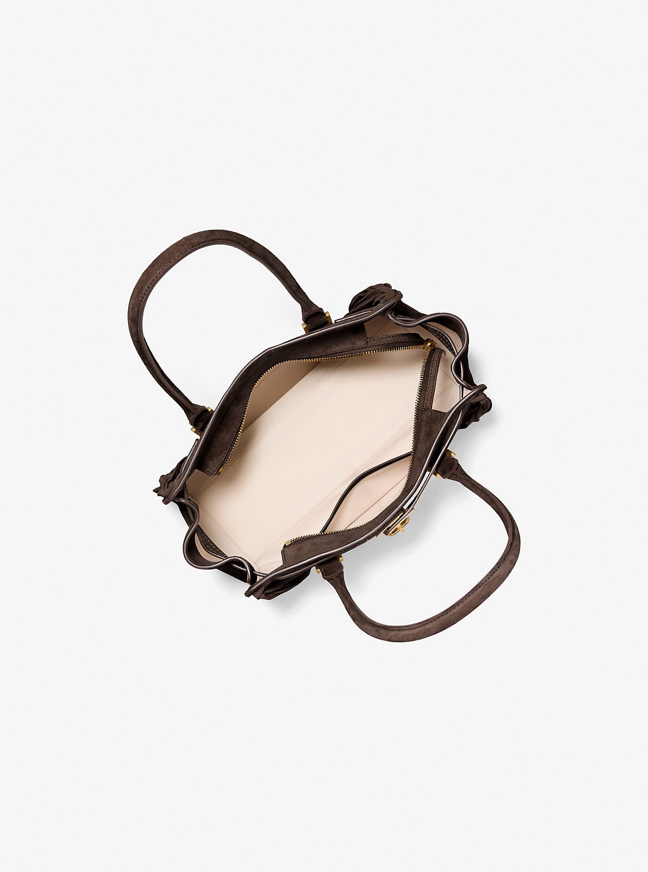 Hamilton Moderne Small Fringed Suede Satchel Chocolate Chocolate