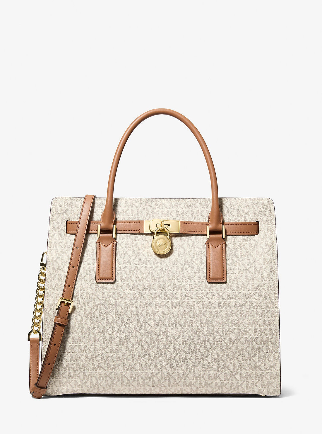 Hamilton Moderne Large Signature Logo Satchel Vanilla-Acorn Vanilla-Acorn