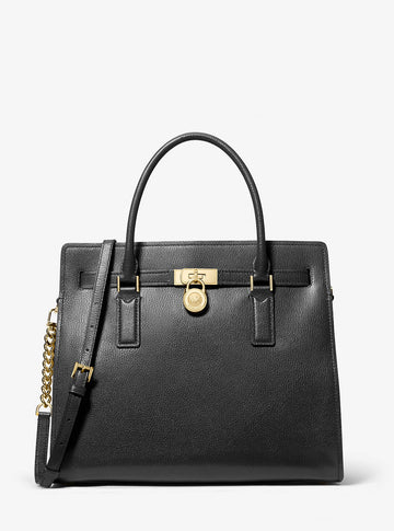 Hamilton Moderne Large Leather Satchel Black Black