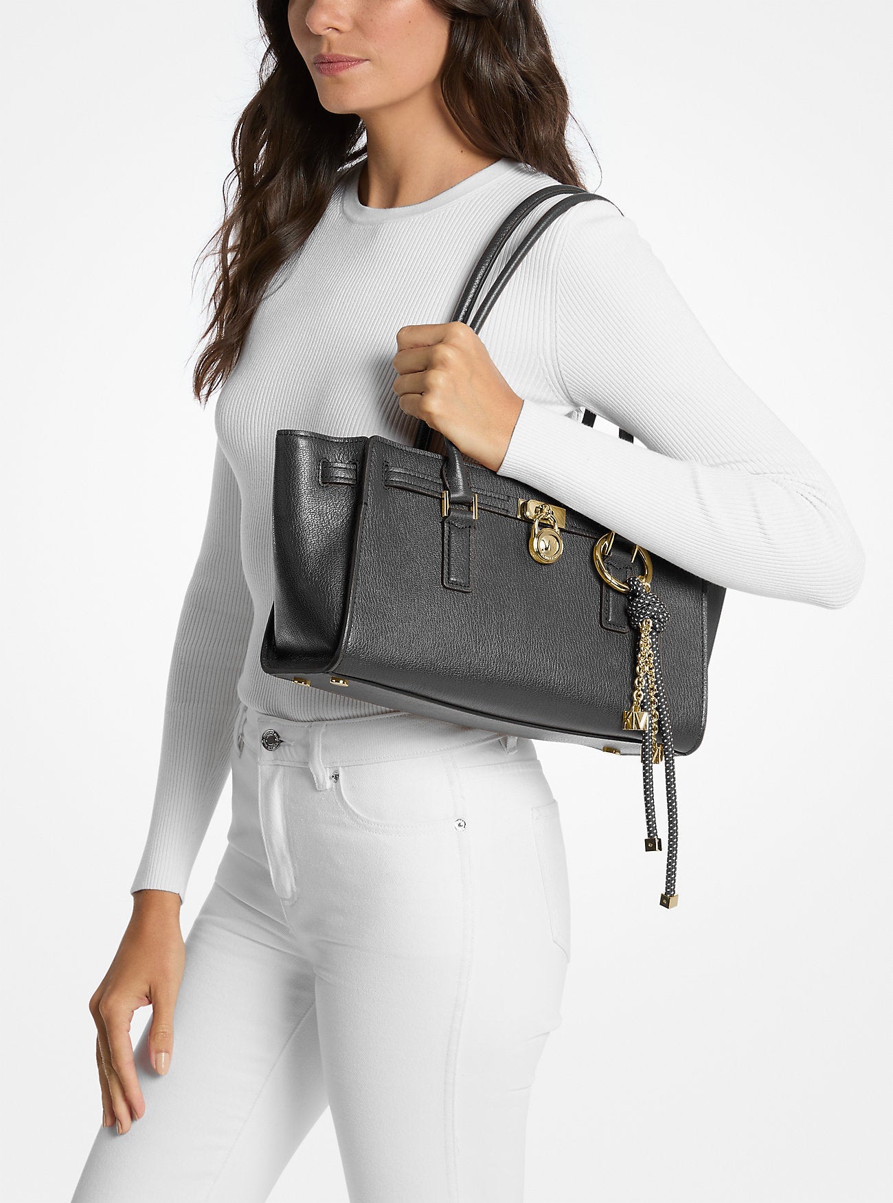 Hamilton Moderne Small Leather Satchel Black Black