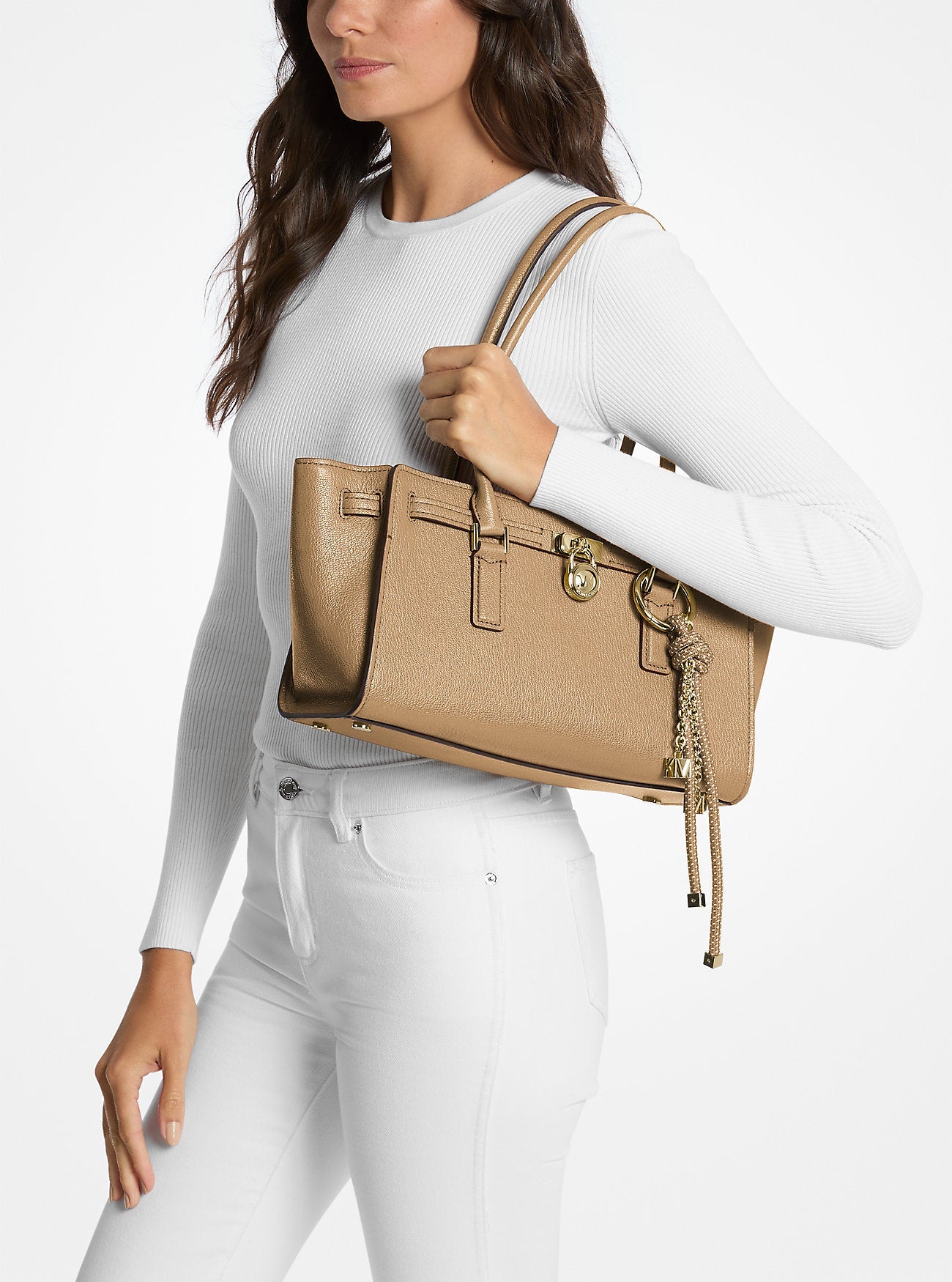 Hamilton Moderne Small Leather Satchel Husk Husk