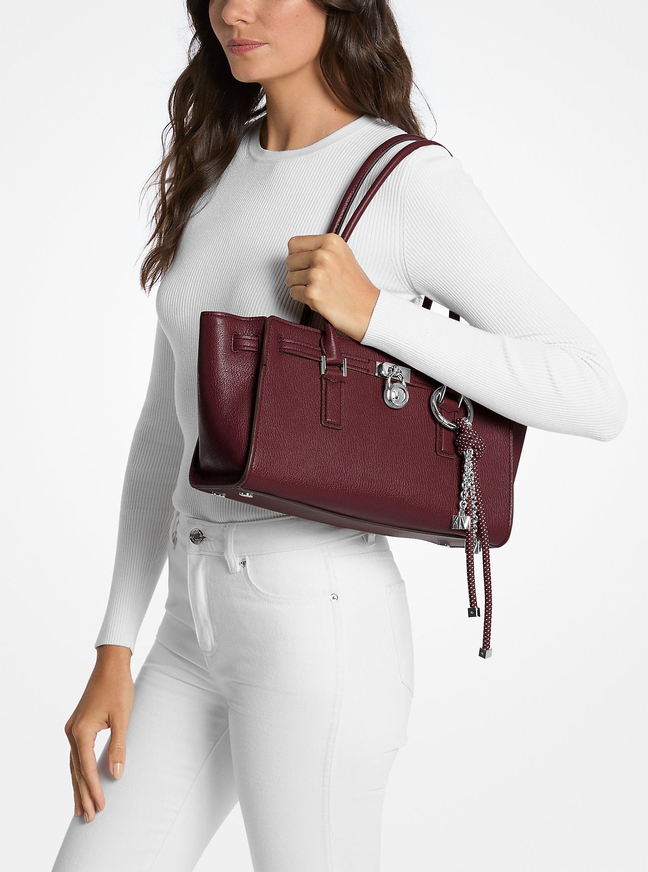Hamilton Moderne Small Leather Satchel Oxblood Oxblood