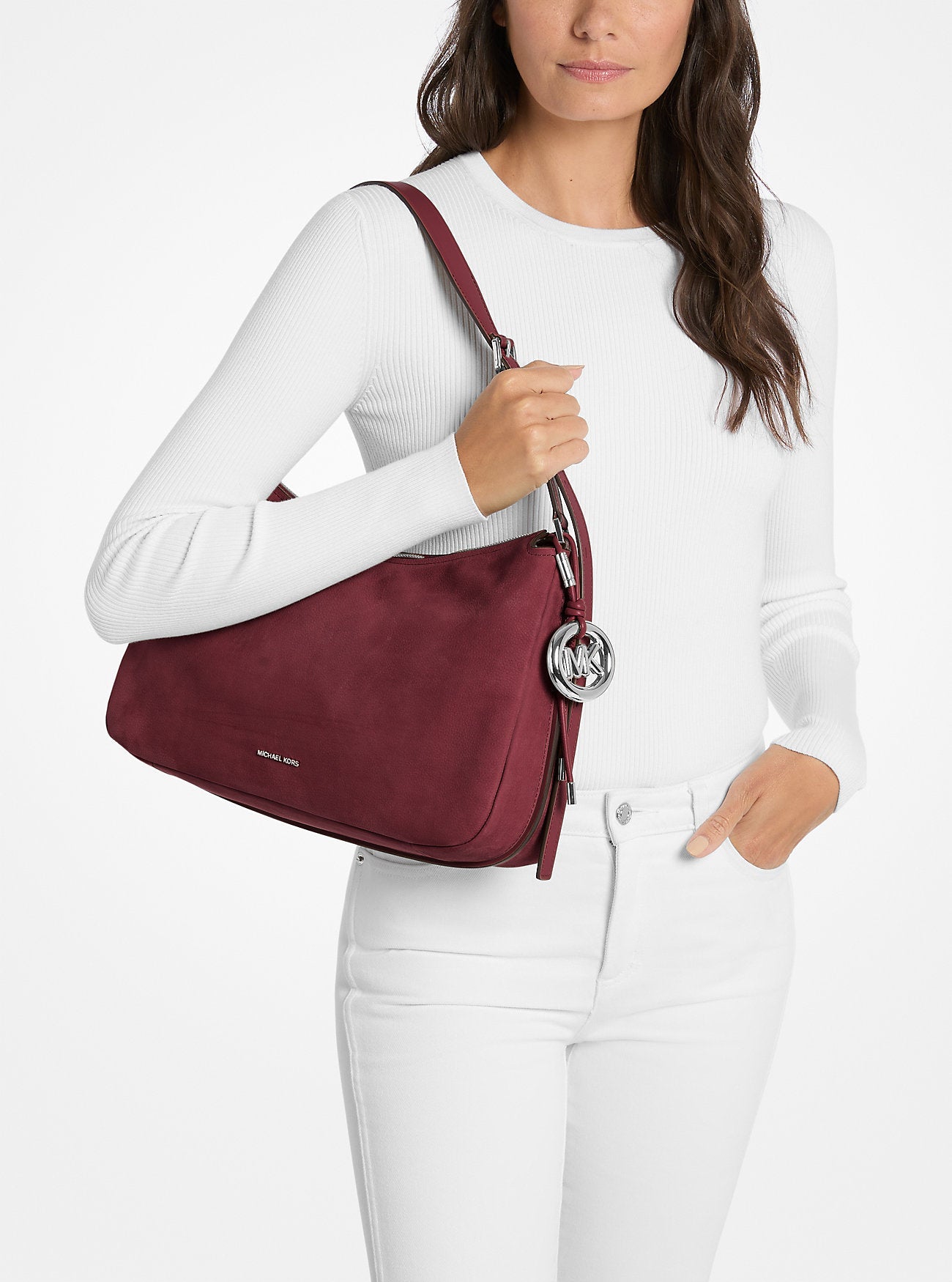 Nolita Medium Nubuck Shoulder Bag Oxblood Oxblood