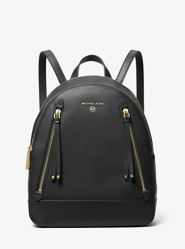 Brooklyn Medium Pebbled Leather Backpack Black Black