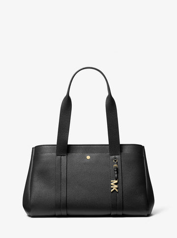 Romee Large Pebbled Leather Tote Bag Black Black