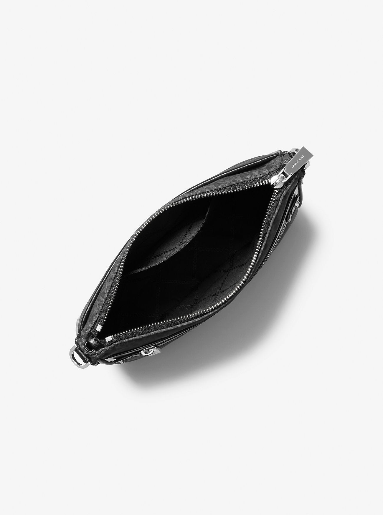 Jet Set Large Logo Print Woven Crossbody Bag Black Black