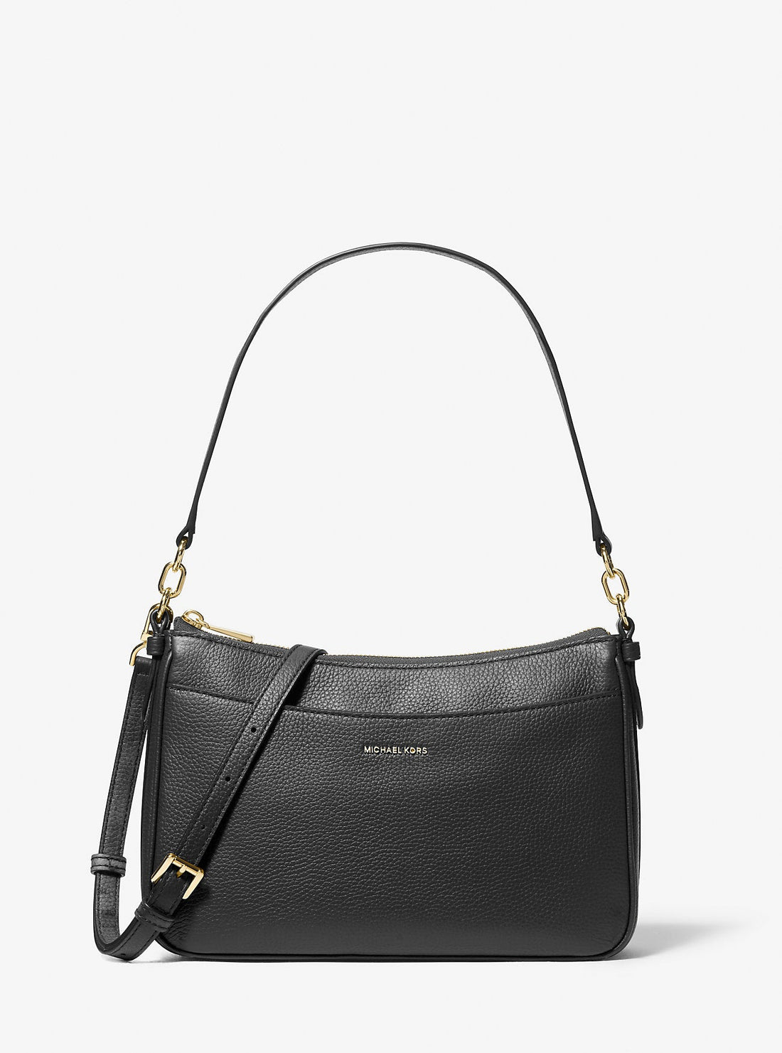 Jet Set Medium Pebbled Leather Convertible Crossbody Bag Black Black