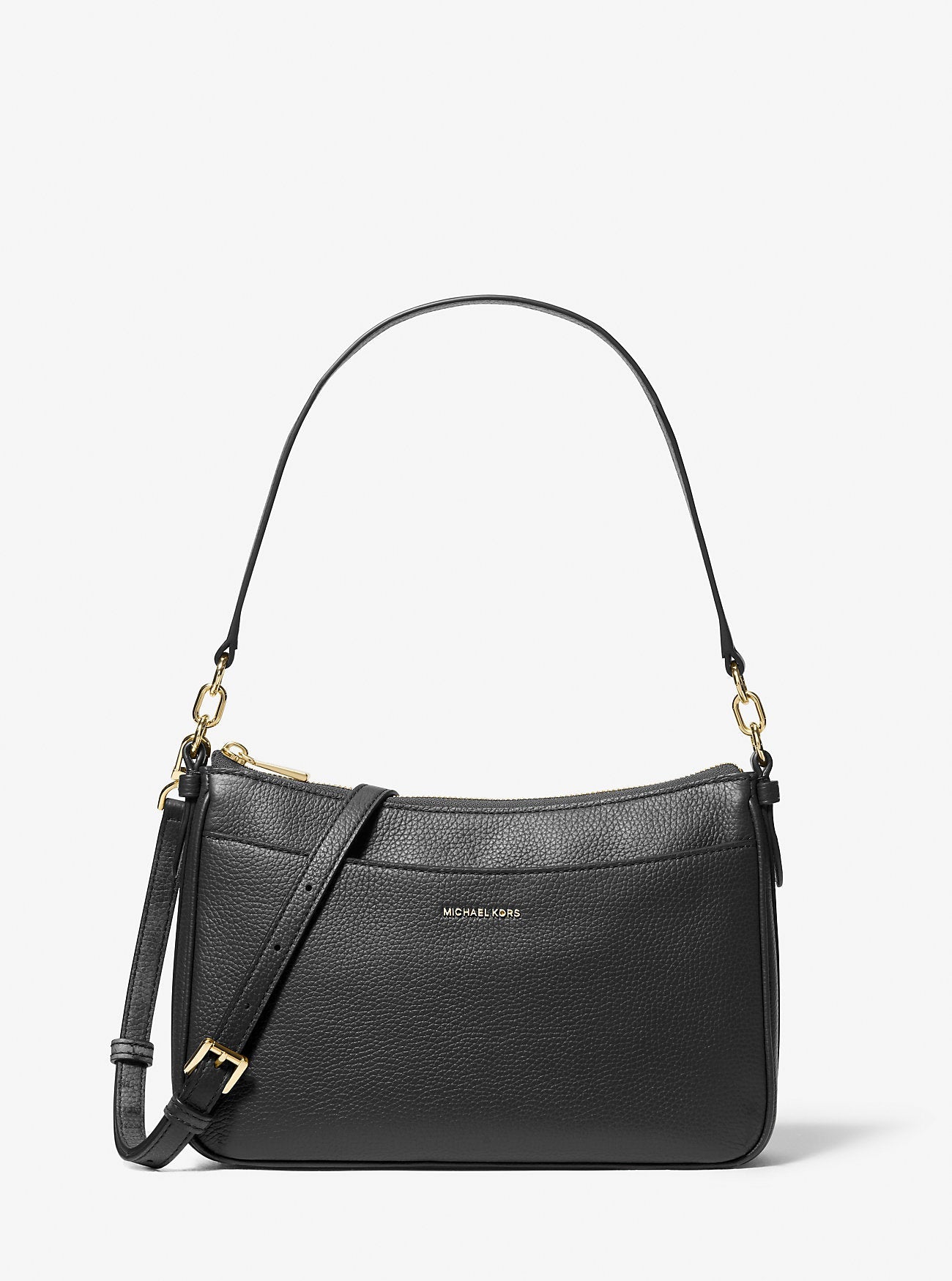 Jet Set Medium Pebbled Leather Convertible Crossbody Bag Black Black
