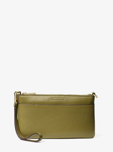 Jet Set Medium Pebbled Leather Wristlet Pistachio Pistachio