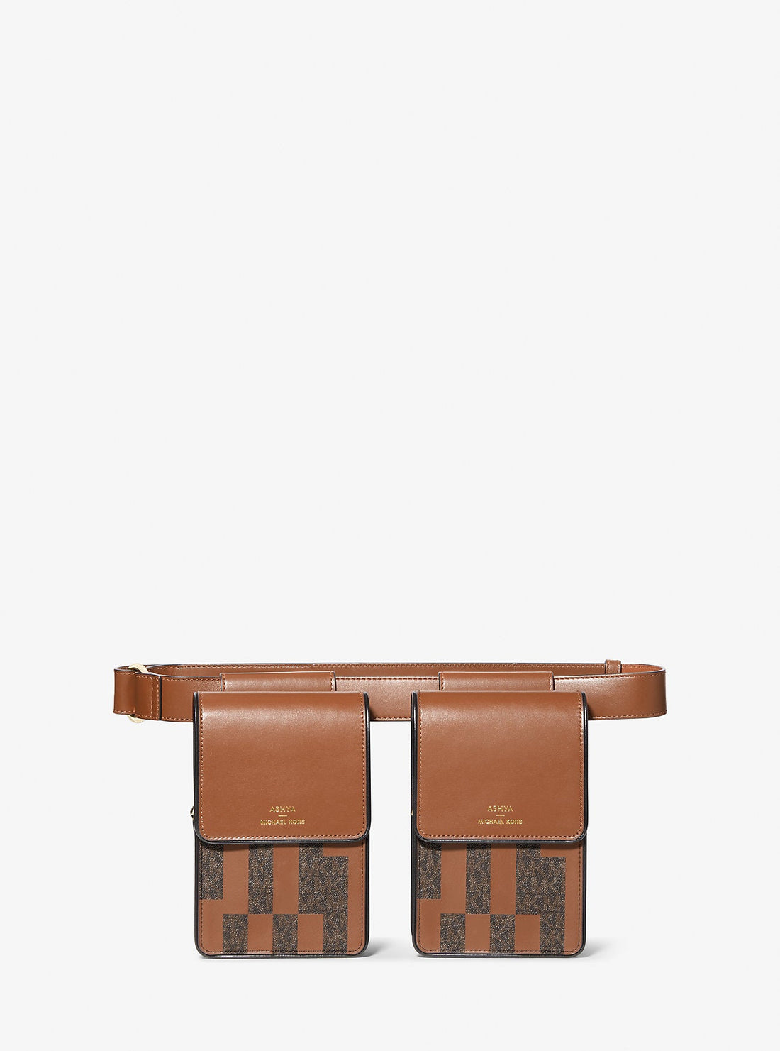 ASHYA X MICHAEL KORS Saga Signature And Leather Multi Bag Brown Multi Brown Multi