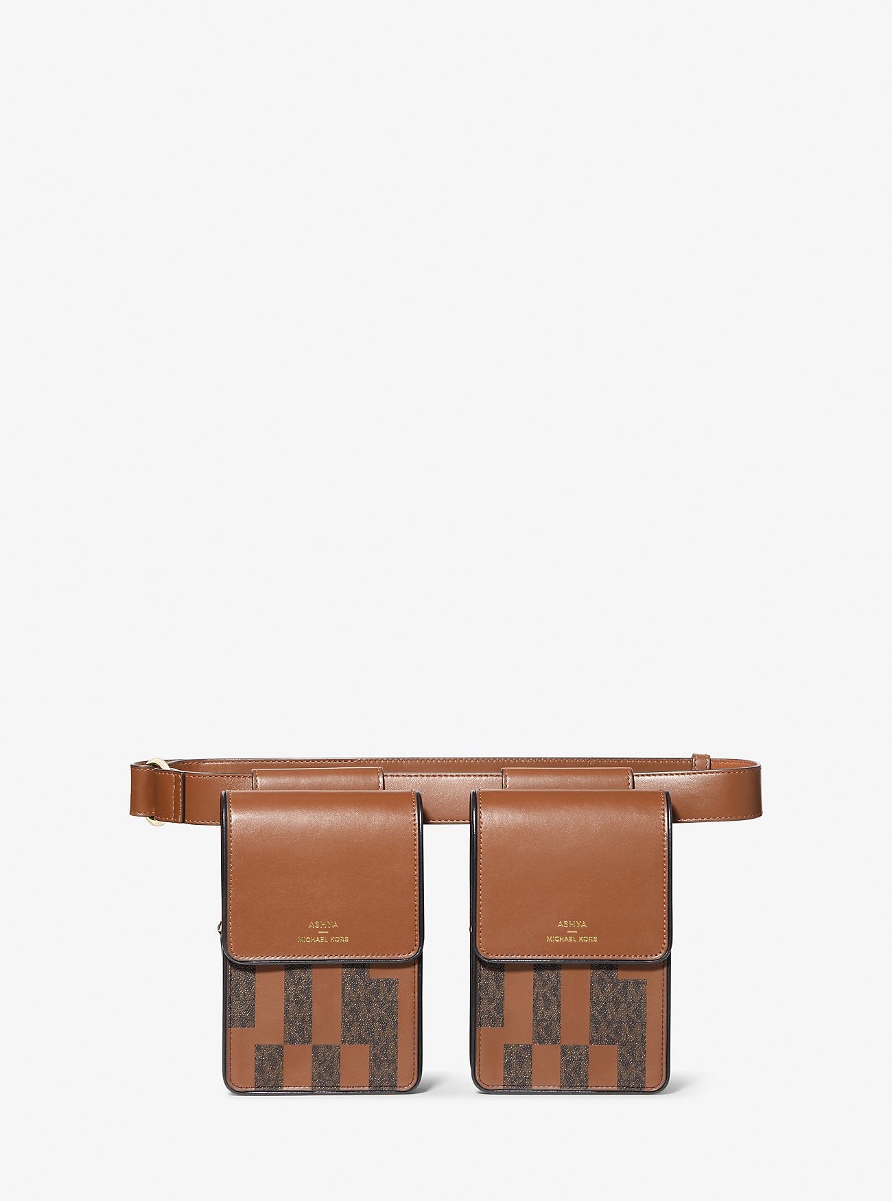 ASHYA X MICHAEL KORS Saga Signature And Leather Multi Bag Brown Multi Brown Multi