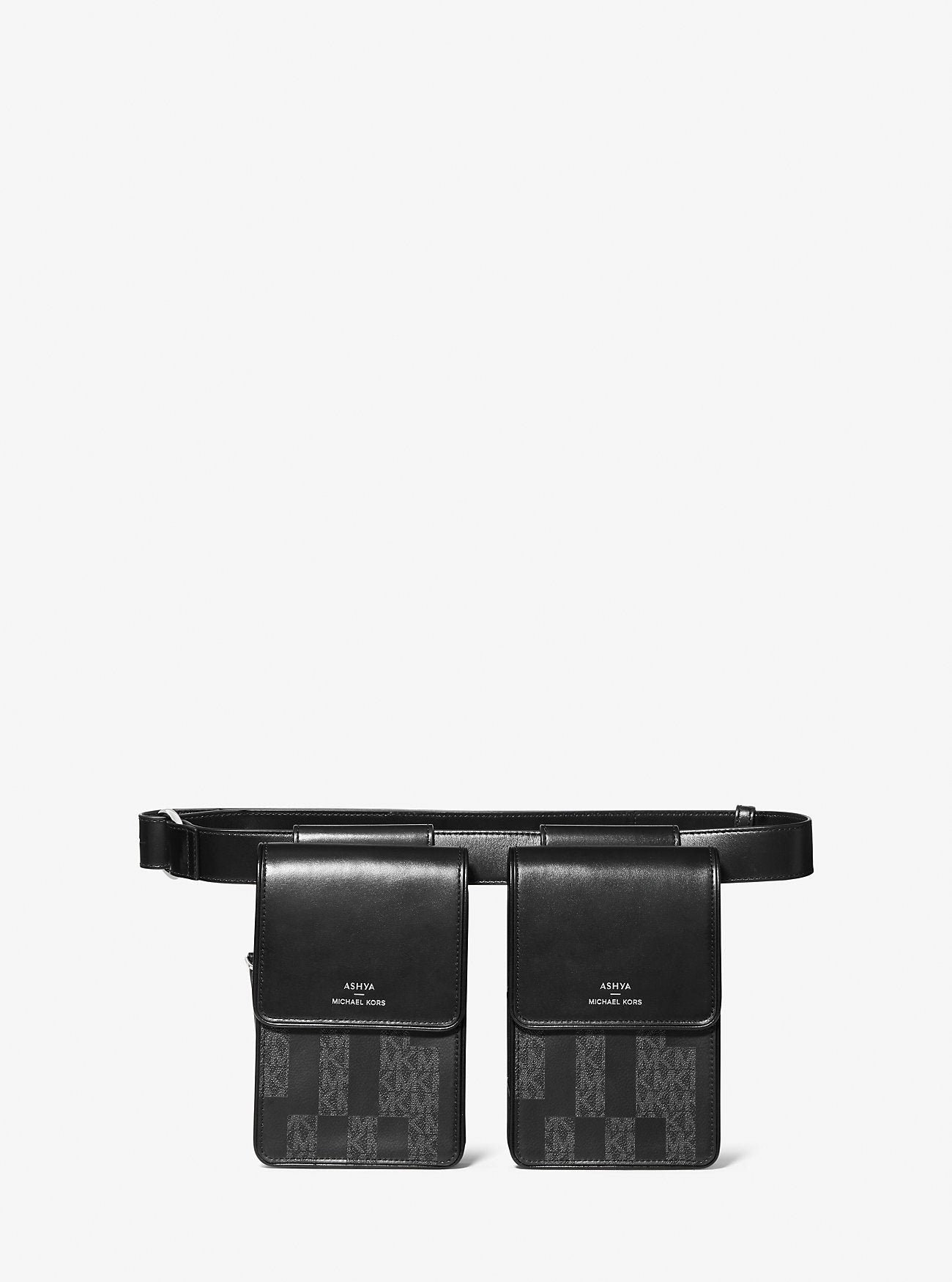 ASHYA X MICHAEL KORS Saga Signature And Leather Multi Bag Black Combo Black Combo