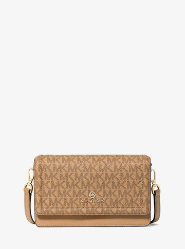 Jet Set Leather and Signature Logo Convertible Crossbody Bag Husk Husk