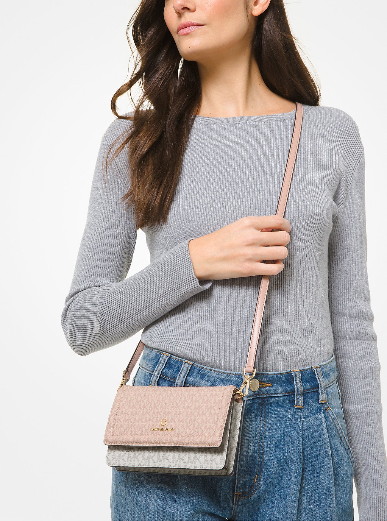 Jet Set Small Two-Tone Logo Smartphone Crossbody Bag Ballet Multi Ballet Multi