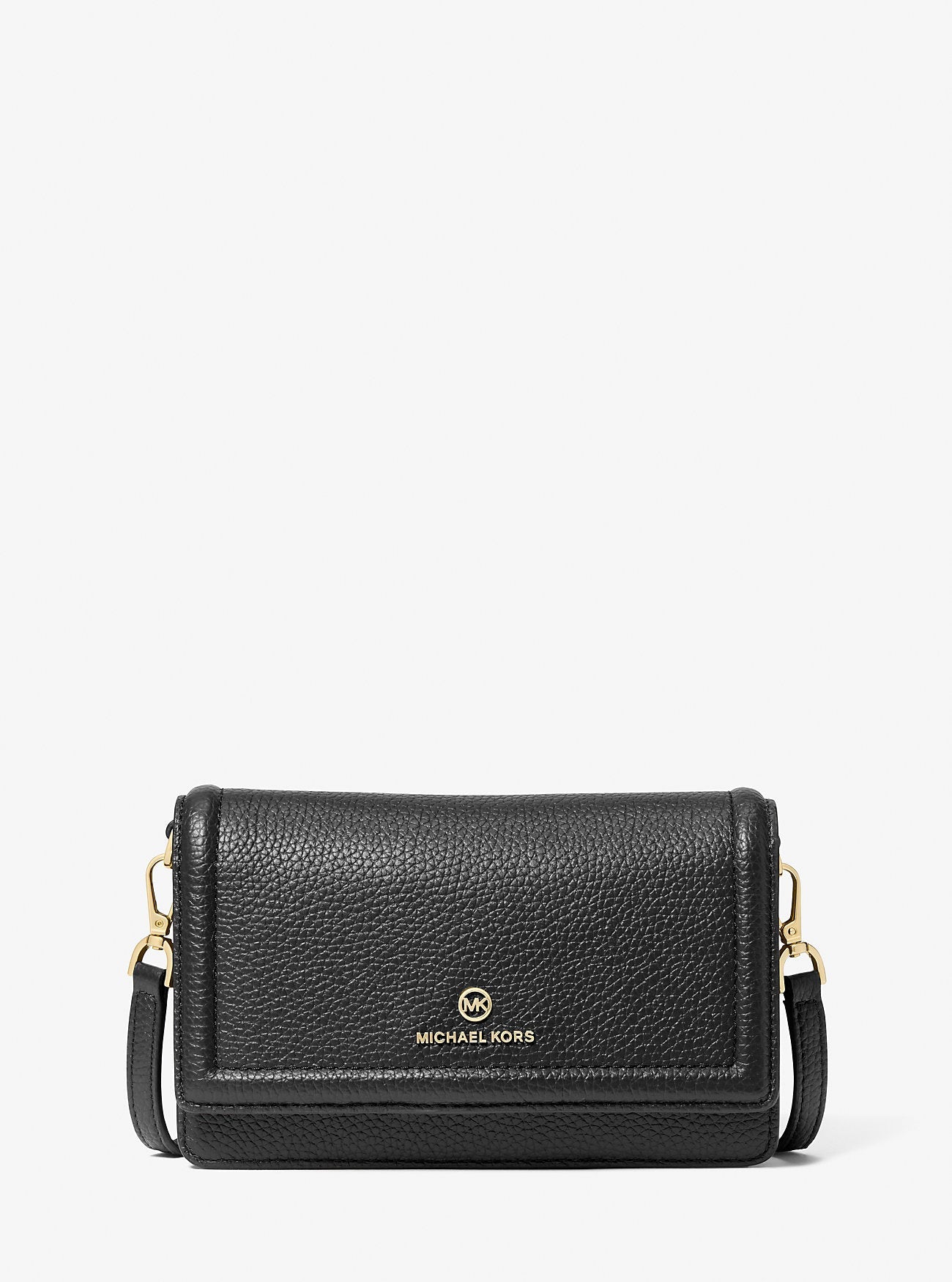 Jet Set Small Pebbled Leather Smartphone Convertible Crossbody Bag Black Black
