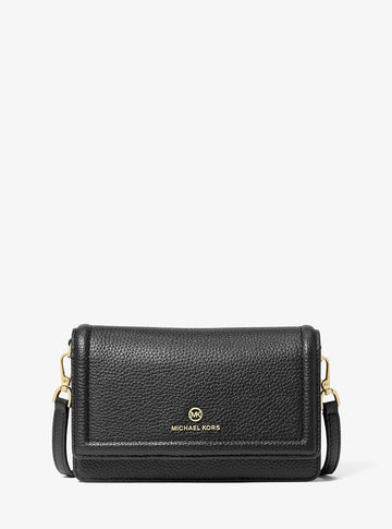 Jet Set Small Pebbled Leather Smartphone Convertible Crossbody Bag Black Black