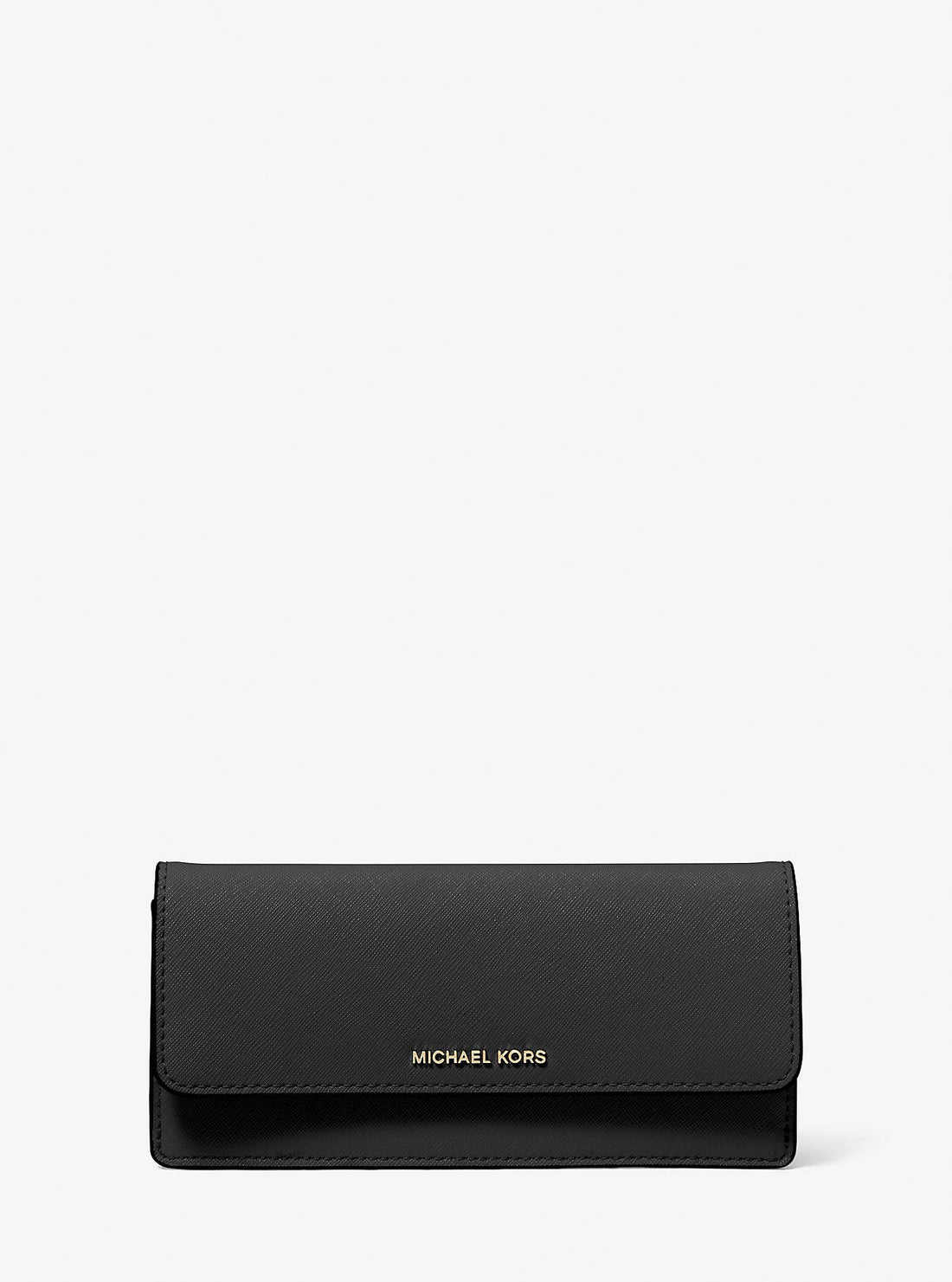 Jet Set Large Saffiano Leather Snap-Front Wallet Black Black