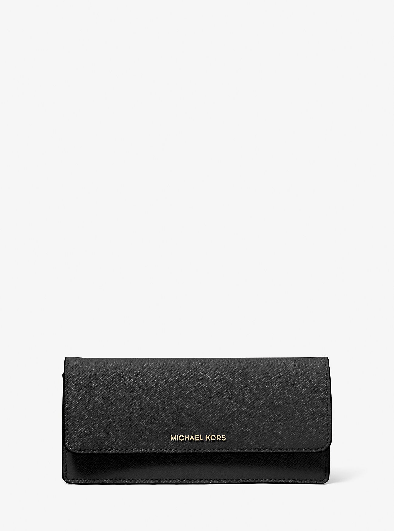 Jet Set Large Saffiano Leather Snap-Front Wallet Black Black