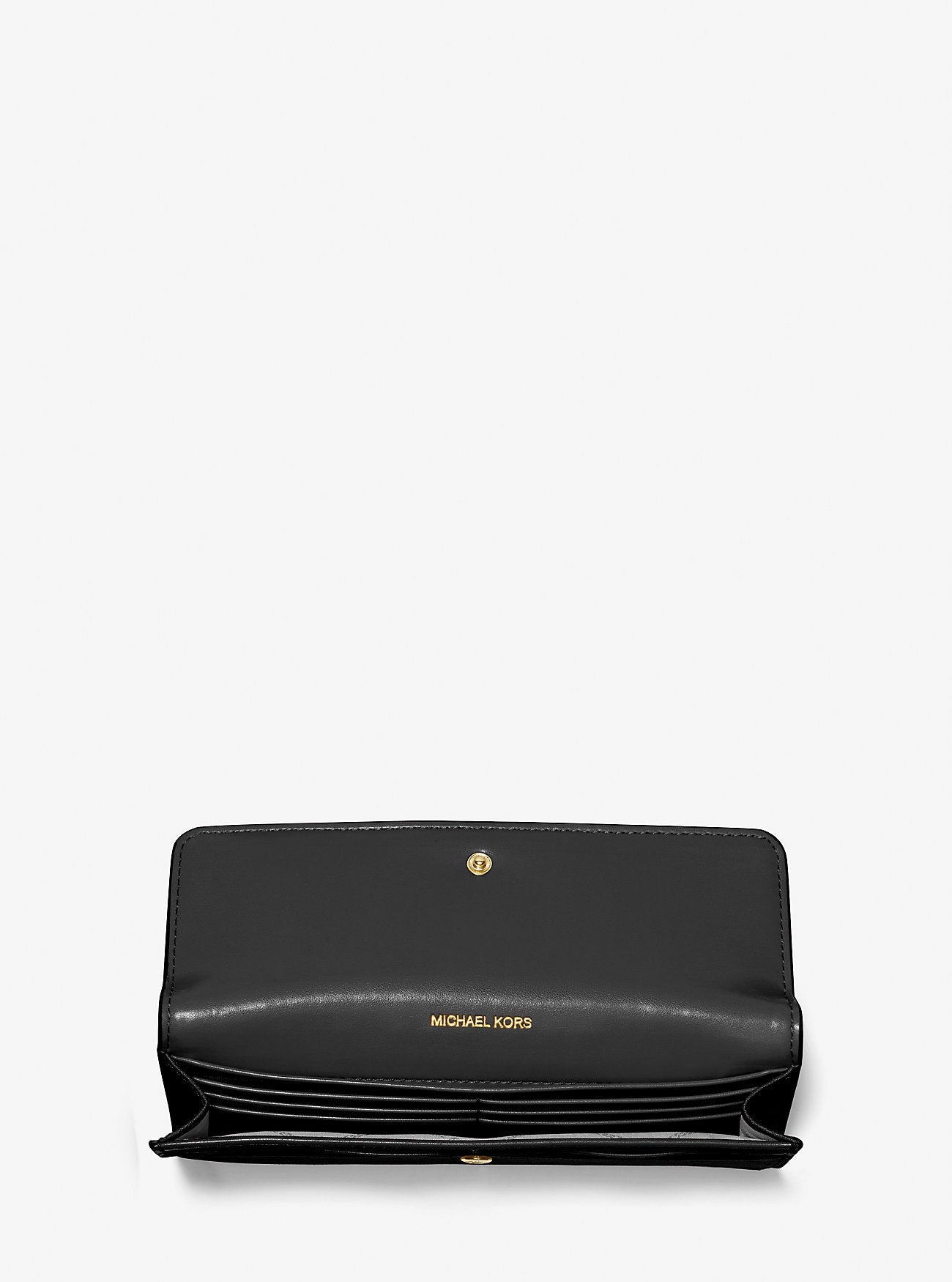 Jet Set Large Saffiano Leather Snap-Front Wallet Black Black