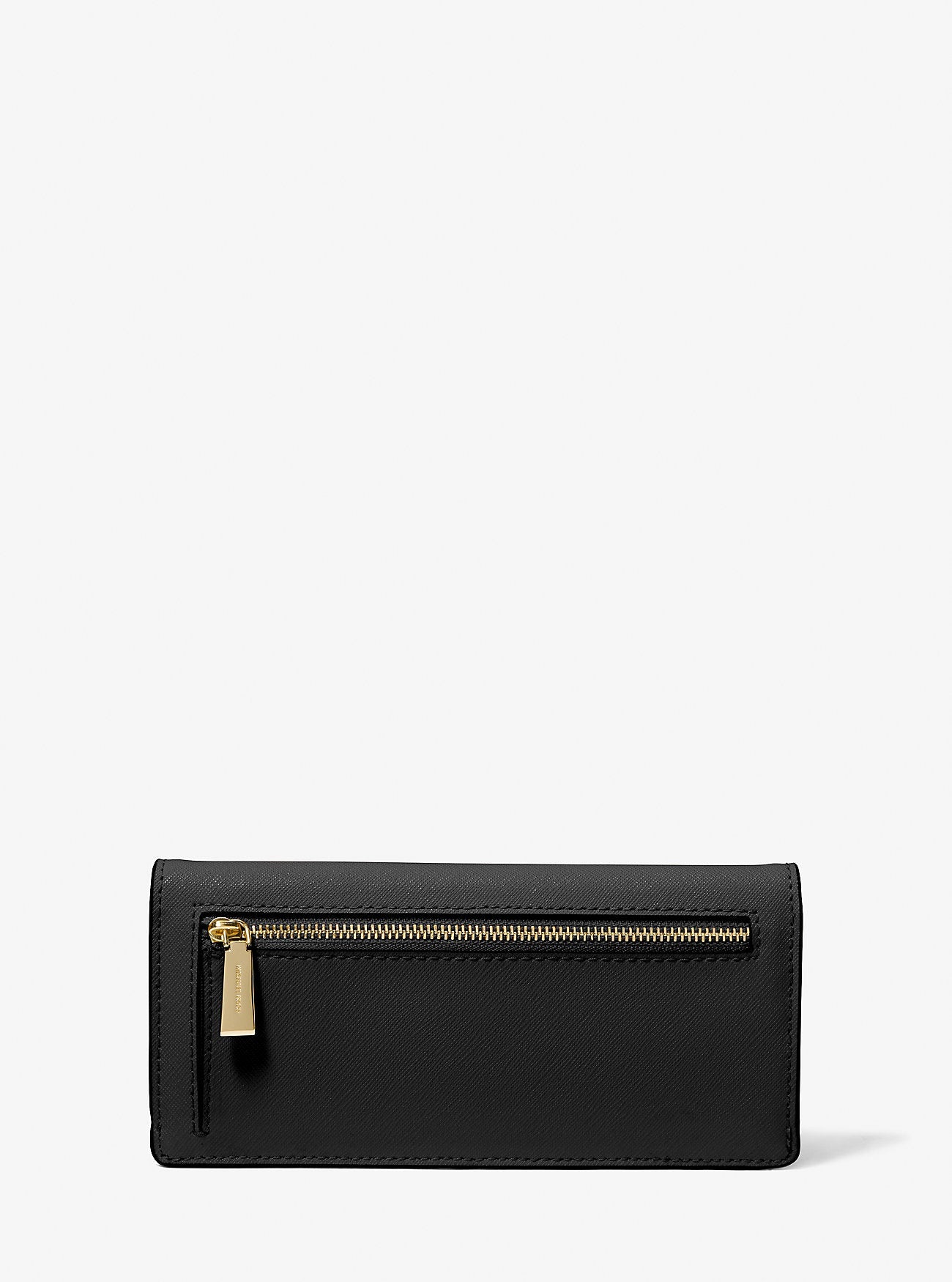 Jet Set Large Saffiano Leather Snap-Front Wallet Black Black