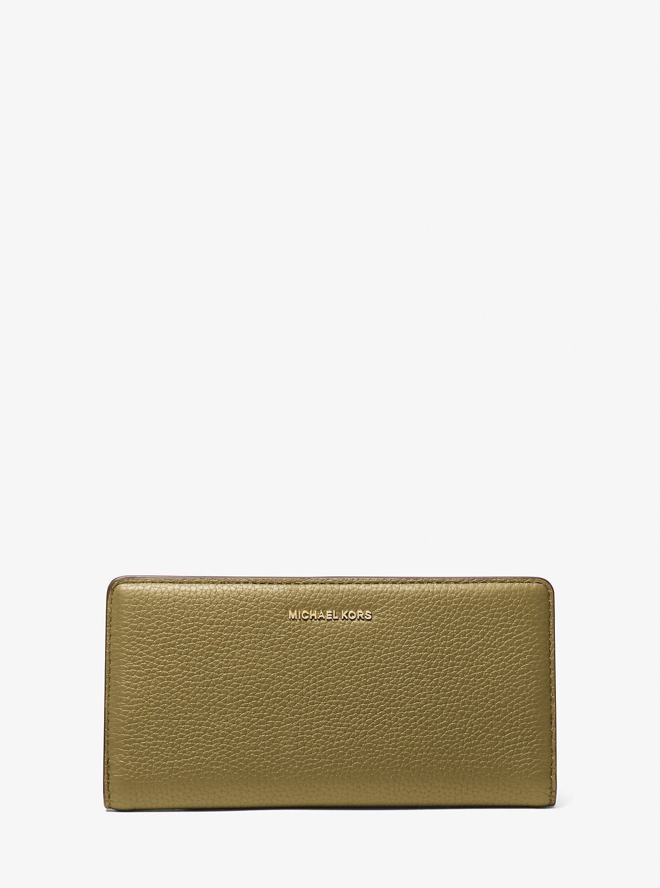 Bryant Large Pebbled Leather Snap-Front Wallet Pistachio Pistachio