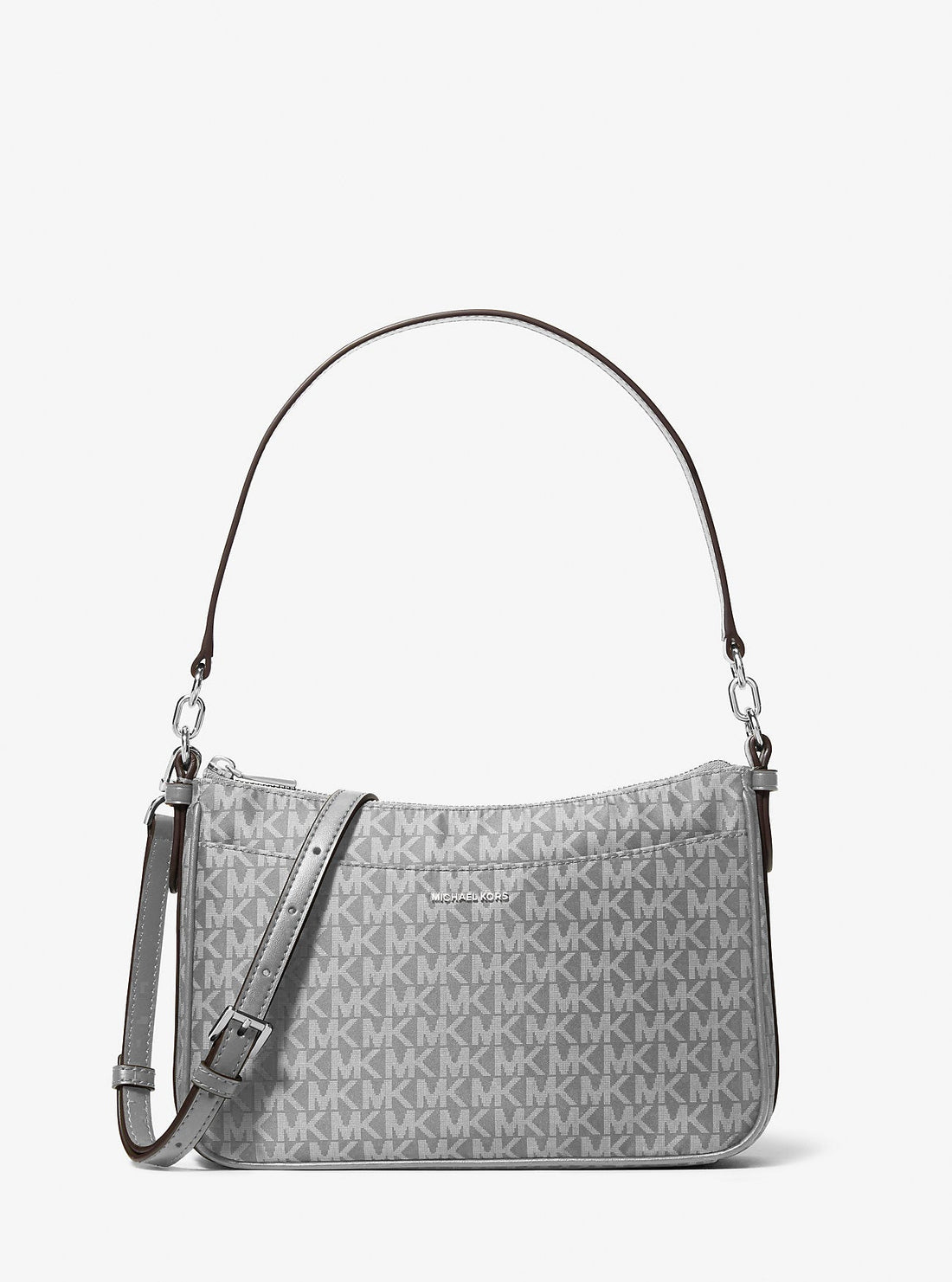 Jet Set Medium Signature Logo Print Woven Pochette Crossbody Bag Storm Storm