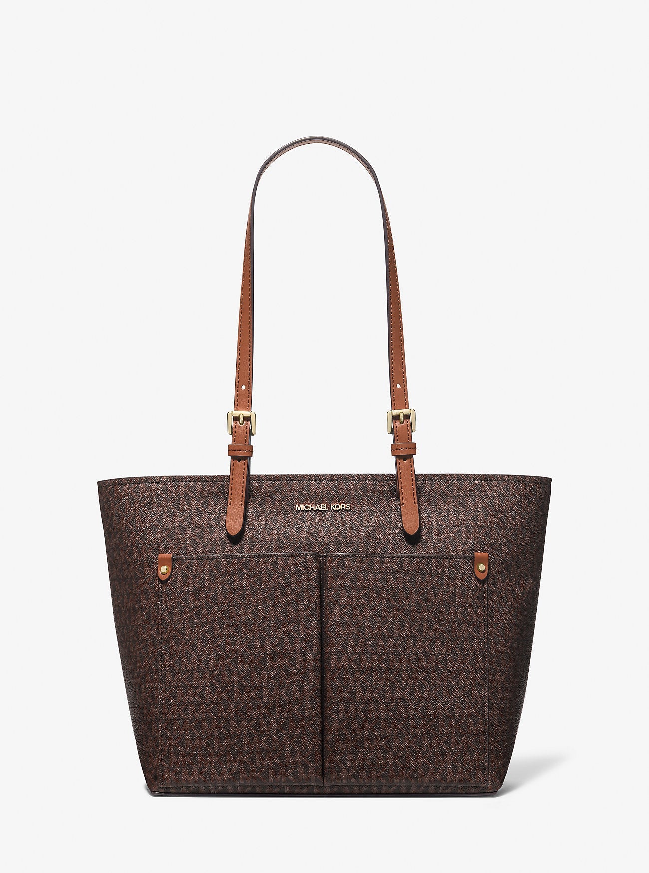 Jet Set Medium Logo Pocket Tote Bag Brown Brown