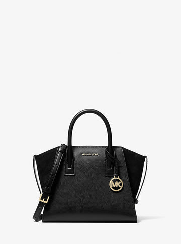 Avril Small Pebbled Leather Satchel Black Black
