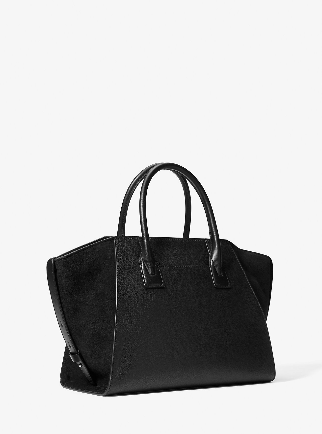 Avril Large Leather and Suede Satchel Black Black