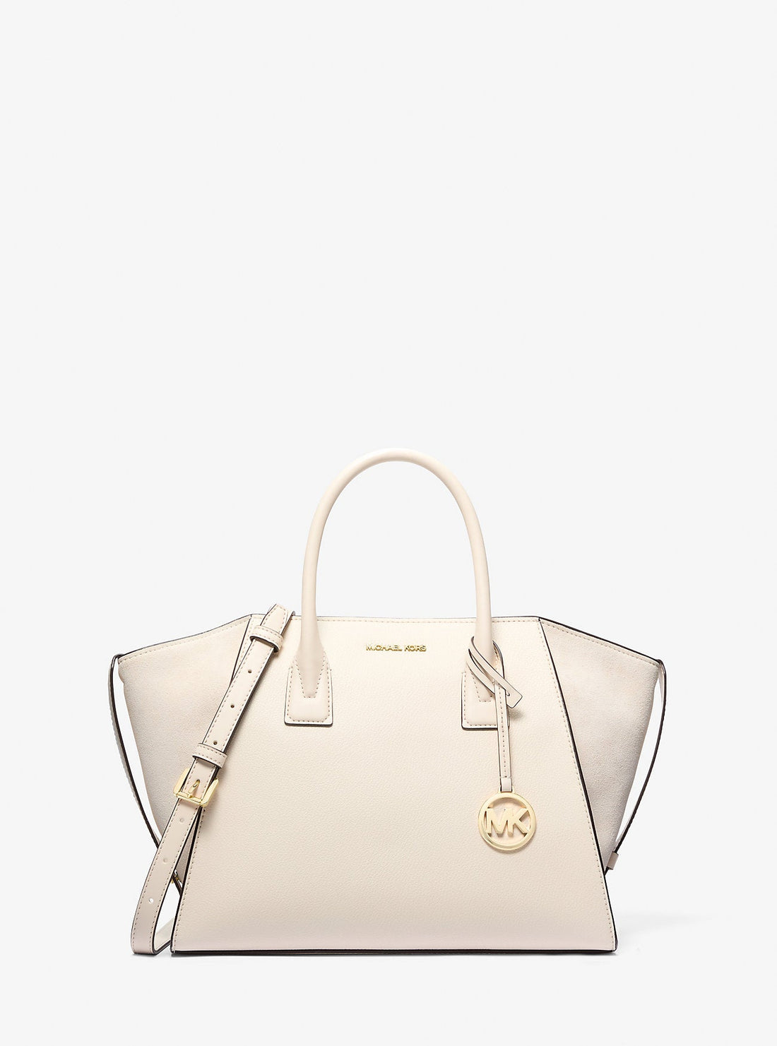 Avril Large Leather and Suede Satchel Lt Cream Lt Cream