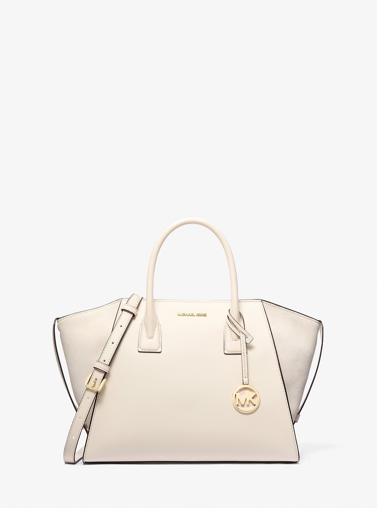 Avril Large Leather and Suede Satchel Lt Cream Lt Cream
